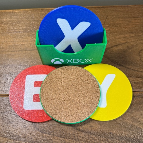 Xbox Controller Button Coasters Multicolor 4-Pack with Holder - Picture 2 of 6